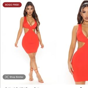 Hot pink/ red cut out dress